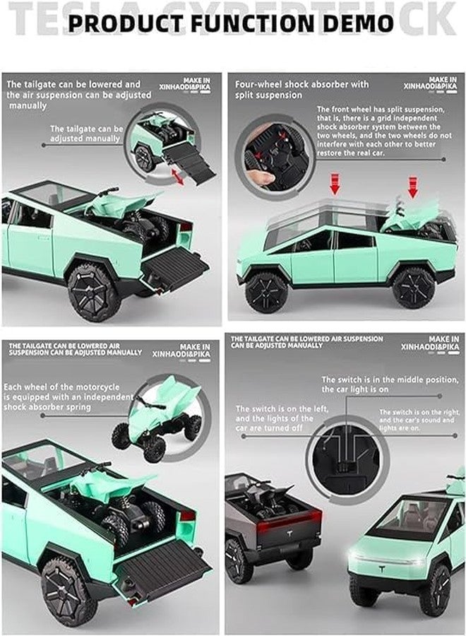 KING FORU 1:24 Scale Die-Cast CyberTruck - Free Wheel Model with 6 Openable Doors and Working Lights Toys for Kids - Image 2